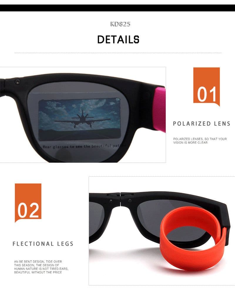 image-KDEAM new peculiar bracelet design polarized folding sunglasses dazzling true film outdoor riding glasses KD825