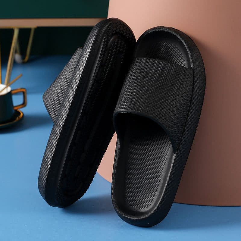image-Summer thick-bottomed shit-feeling slippers soft household indoor bathroom slippers men's home women's EVA sandals and slippers light couple