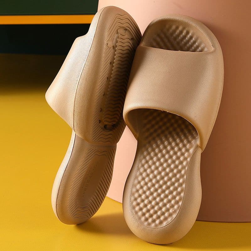 image-Summer thick-bottomed shit-feeling slippers soft household indoor bathroom slippers men's home women's EVA sandals and slippers light couple