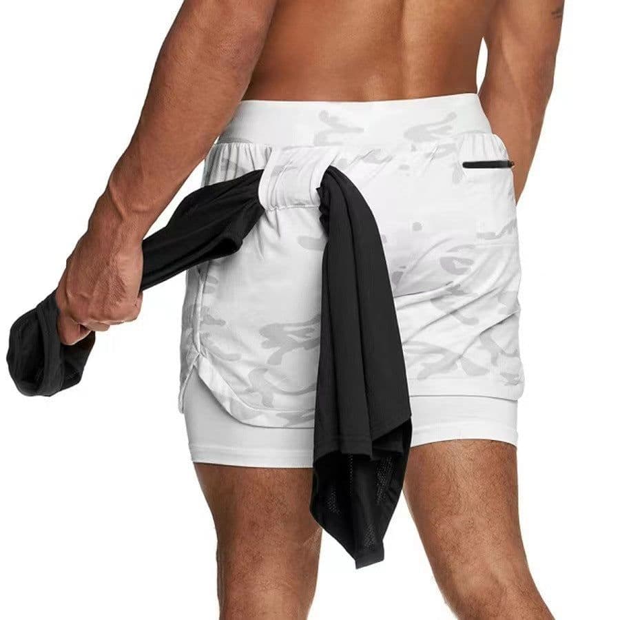 image-Cross-border summer sports shorts men's double-layer quick-drying breathable squat jogging exercise casual pants basketball five-point pants