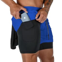image-Cross-border summer sports shorts men's double-layer quick-drying breathable squat jogging exercise casual pants basketball five-point pants
