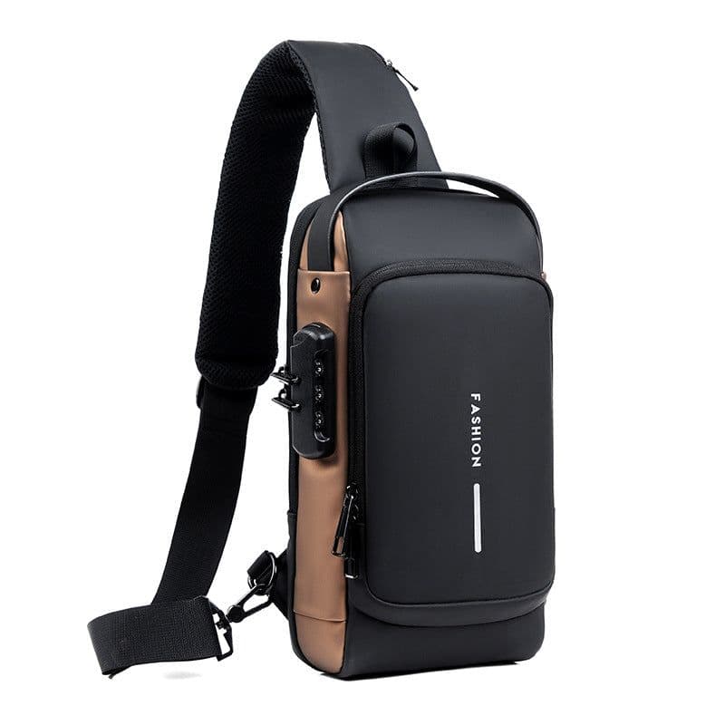image-Men's motorcycle bag password anti-theft chest bag men's bag shoulder bag sports waist bag leisure multi-functional messenger bag