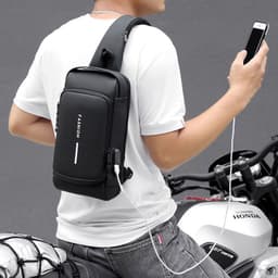image-Men's motorcycle bag password anti-theft chest bag men's bag shoulder bag sports waist bag leisure multi-functional messenger bag