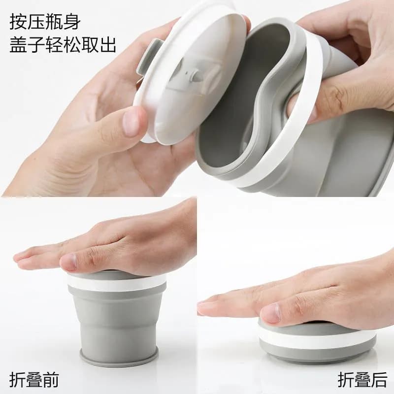 image-Factory Outlet 350ML Food Grade Silicone Folding Cup Custom Gift Travel Silicone Cup Outdoor Sports Water Cup