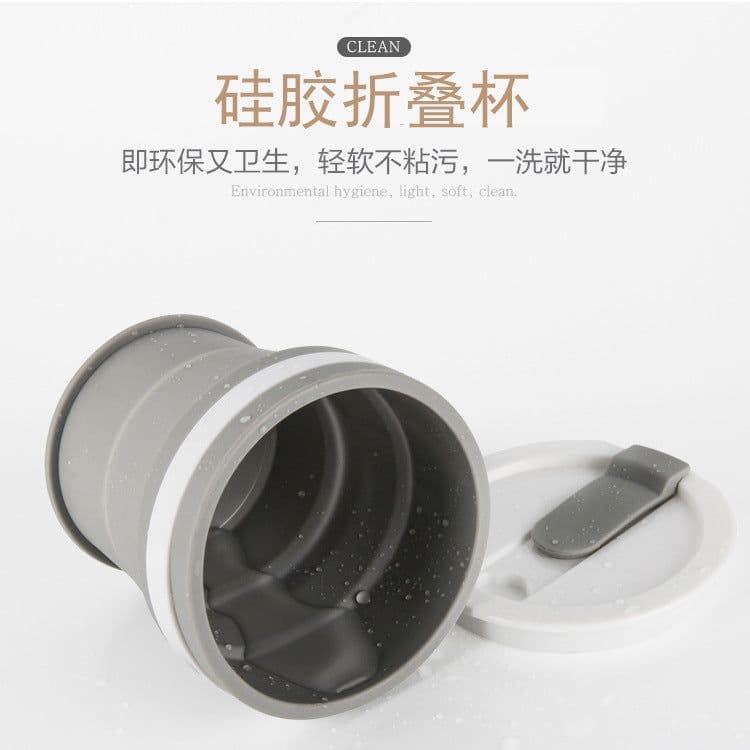 image-Factory Outlet 350ML Food Grade Silicone Folding Cup Custom Gift Travel Silicone Cup Outdoor Sports Water Cup