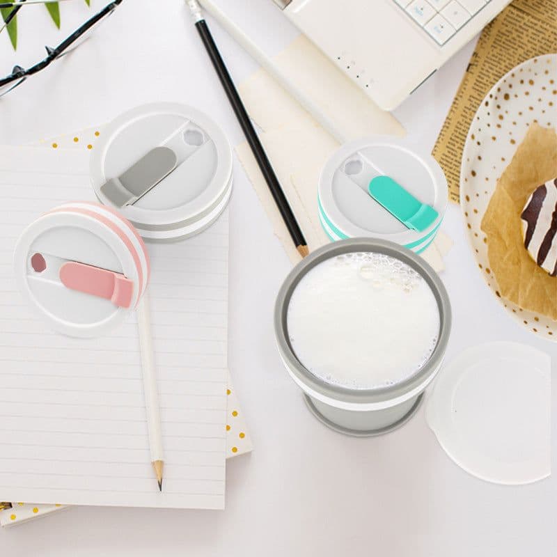 image-Factory Outlet 350ML Food Grade Silicone Folding Cup Custom Gift Travel Silicone Cup Outdoor Sports Water Cup