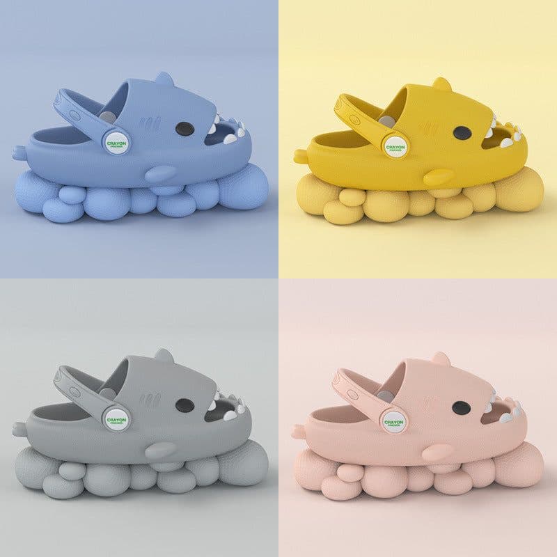 image-Three-dimensional children's shark hole shoes summer home baby non-slip thick-soled sandals cute cartoon soft-soled children's slippers