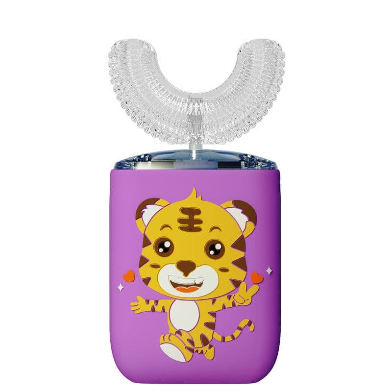 image-Excellent white baby U-shaped electric toothbrush for children 2-6-12 years old and above children U-shaped sonic brushing artifact dinosaur