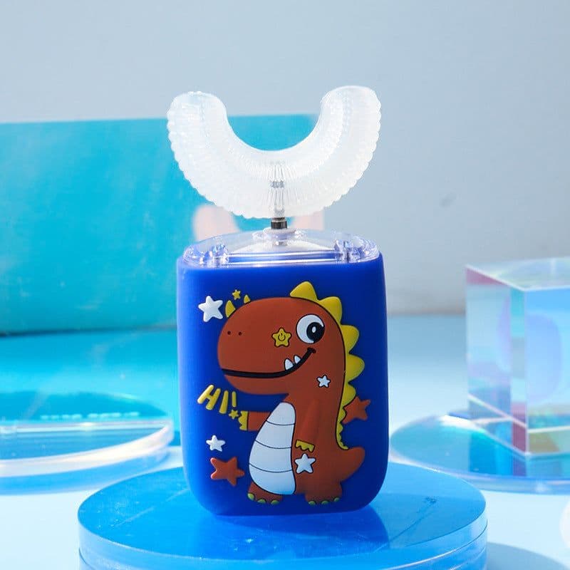 image-Excellent white baby U-shaped electric toothbrush for children 2-6-12 years old and above children U-shaped sonic brushing artifact dinosaur