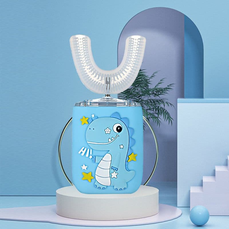 image-Excellent white baby U-shaped electric toothbrush for children 2-6-12 years old and above children U-shaped sonic brushing artifact dinosaur