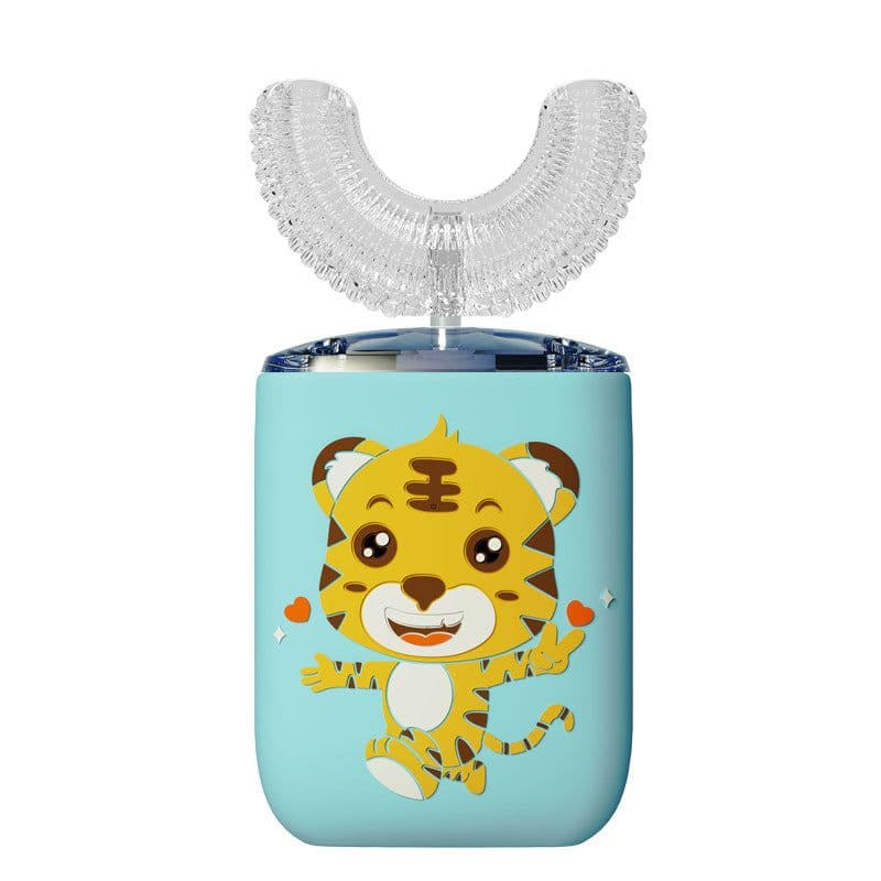image-Excellent white baby U-shaped electric toothbrush for children 2-6-12 years old and above children U-shaped sonic brushing artifact dinosaur