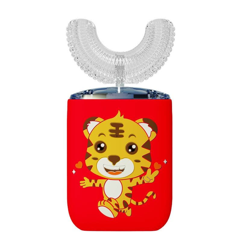 image-Excellent white baby U-shaped electric toothbrush for children 2-6-12 years old and above children U-shaped sonic brushing artifact dinosaur