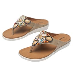 image-Retro Roman Bohemian Ethnic Style MD Soft Bottom Non-slip Beaded Shells All-match Women's Sandals and Slippers