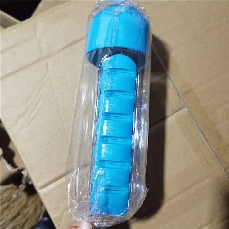 image-Creative two-in-one medicine box water cup seven-day packaging outdoor portable water bottle one week with medicine box cup wholesale