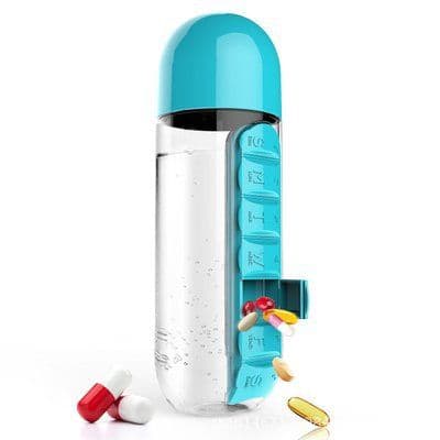 image-Creative two-in-one medicine box water cup seven-day packaging outdoor portable water bottle one week with medicine box cup wholesale
