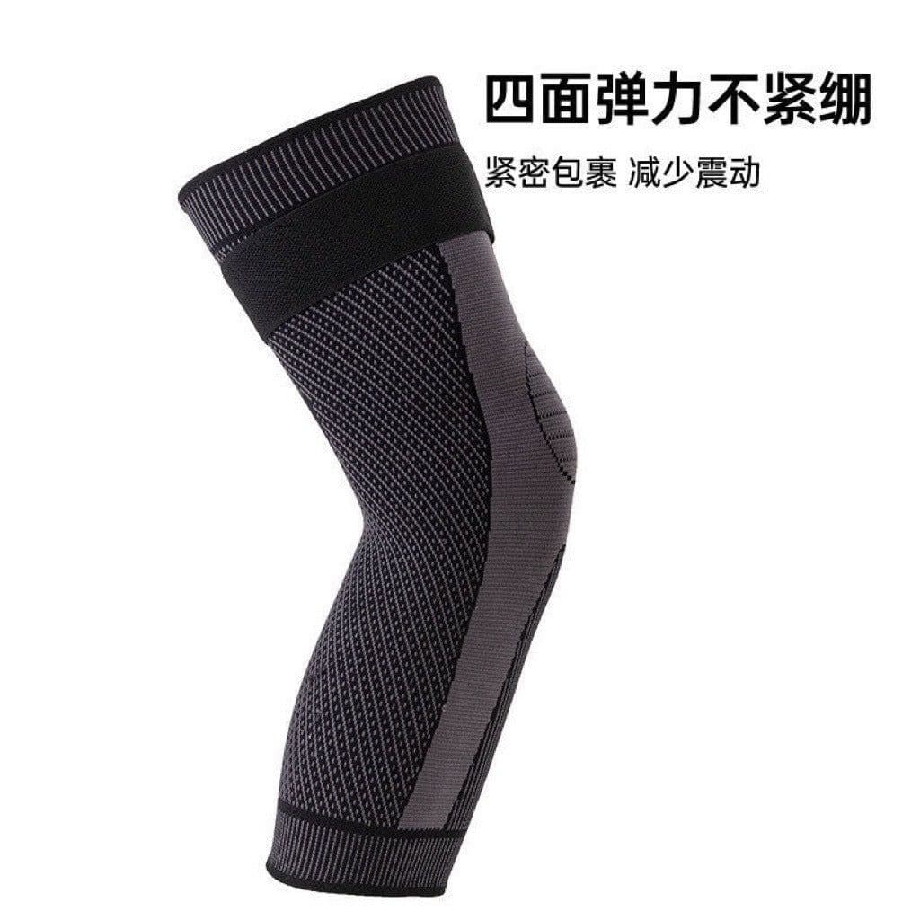 image-Lengthened men's sports knitted nylon knee pads compression knee pads riding dance knee pads long straps warm knee pads