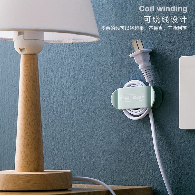 image-Creative home plug sticky hook fixer hanging hook wire fixer wire hanging storage free punching fixed clip wire organizer
