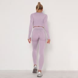 image-Women's High Waist Yoga Pants Two-Piece Set - Peach, XL