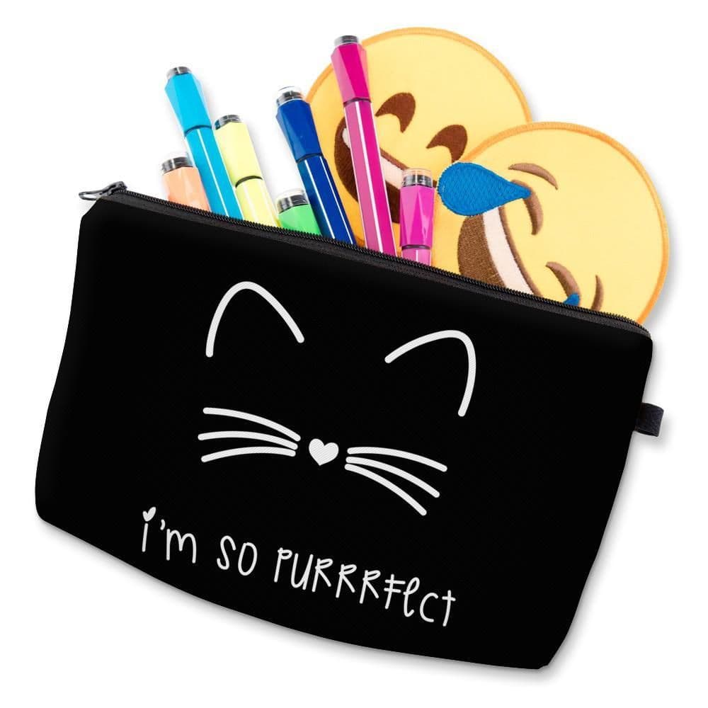 image-Black Cat Printed Cosmetic Bag For Women