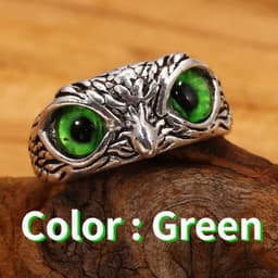 image-D057 European and American foreign trade cross-border hot-selling retro owl ring Devil's eye ring ring jewelry wholesale