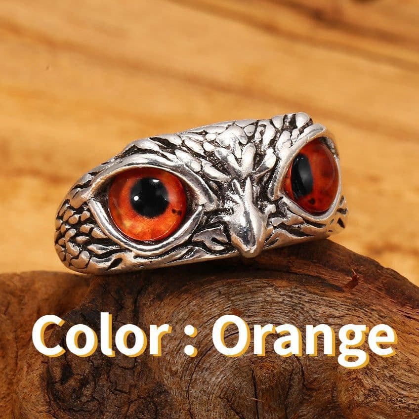 image-D057 European and American foreign trade cross-border hot-selling retro owl ring Devil's eye ring ring jewelry wholesale