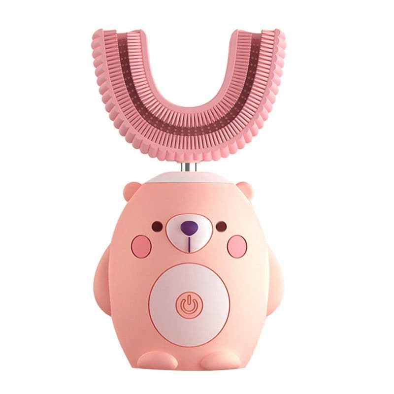 image-New children's U-shaped electric toothbrush 2-6-12 years old baby brushing teeth automatic u-shaped rechargeable tooth cleaner wholesale