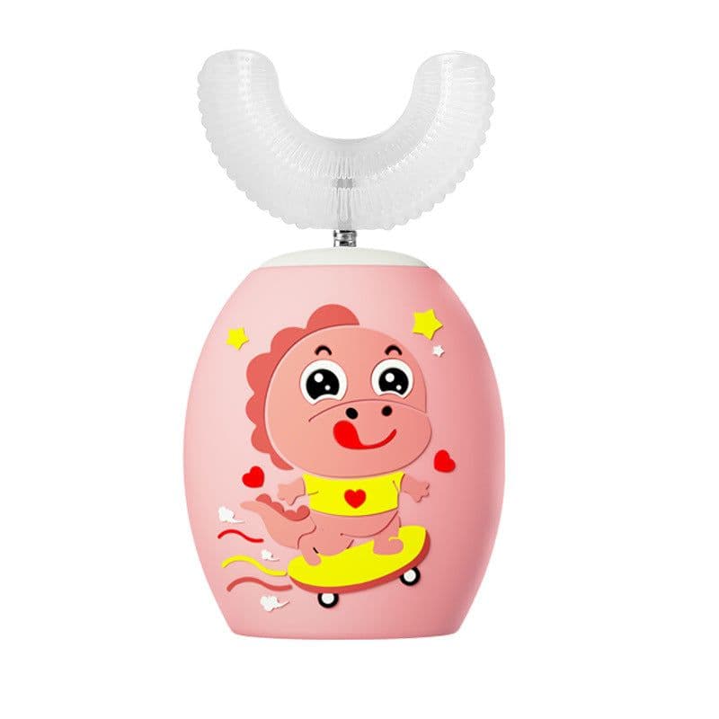 image-New children's U-shaped electric toothbrush 2-6-12 years old baby brushing teeth automatic u-shaped rechargeable tooth cleaner wholesale