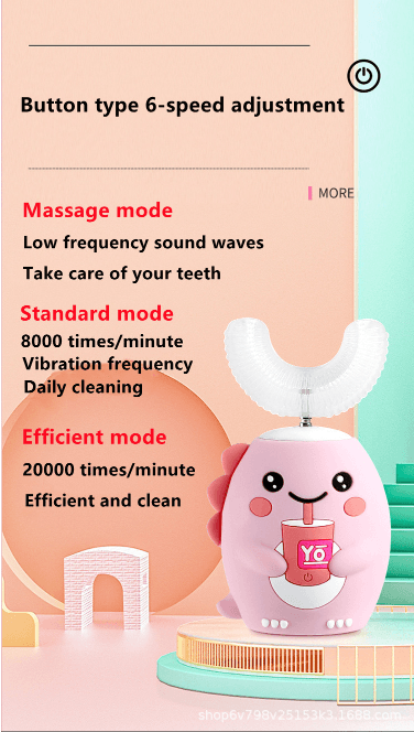 image-New children's U-shaped electric toothbrush 2-6-12 years old baby brushing teeth automatic u-shaped rechargeable tooth cleaner wholesale