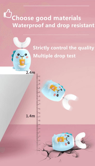 image-New children's U-shaped electric toothbrush 2-6-12 years old baby brushing teeth automatic u-shaped rechargeable tooth cleaner wholesale