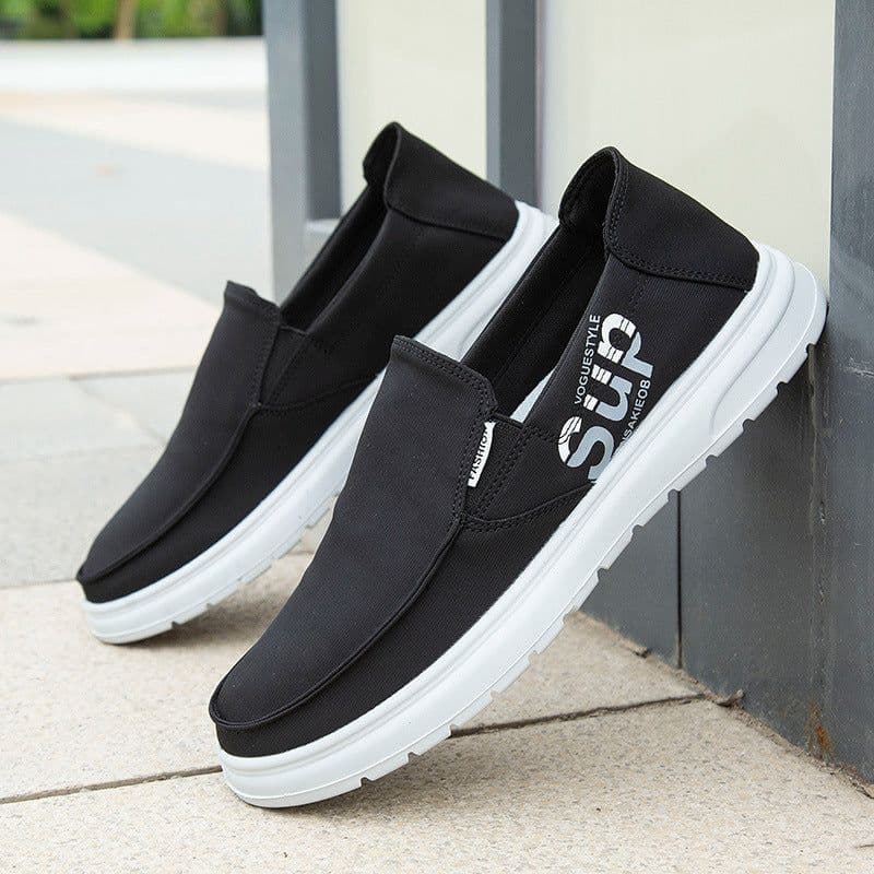 image-Men's Shoes Foreign Trade 48 Size Men's Slip-On Casual Canvas Shoes Lightweight Soft Sole Dad's Shoes Driving Shoes