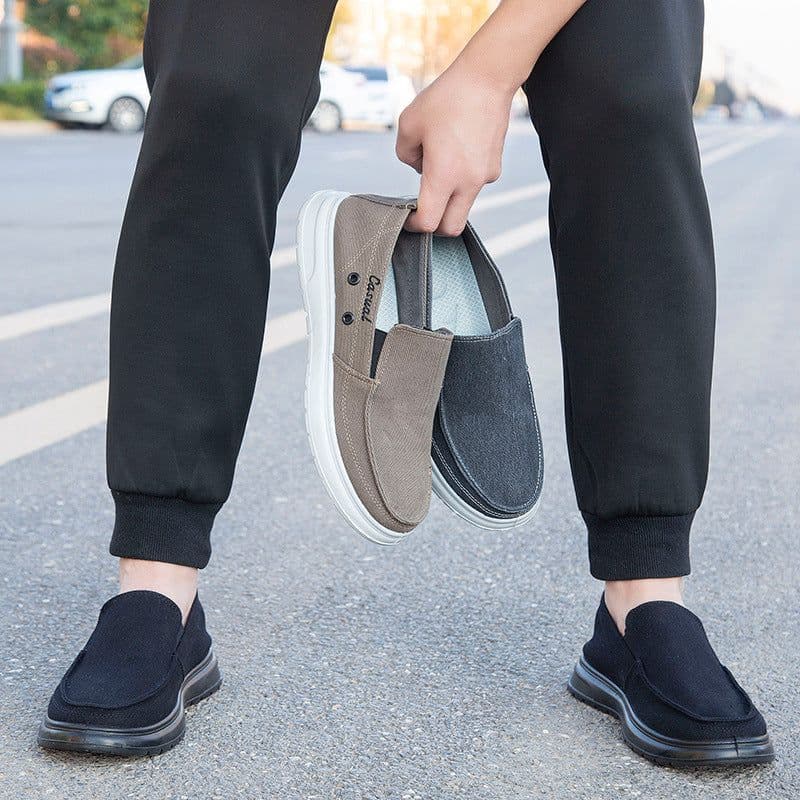 image-Men's Shoes Foreign Trade 48 Size Men's Slip-On Casual Canvas Shoes Lightweight Soft Sole Dad's Shoes Driving Shoes