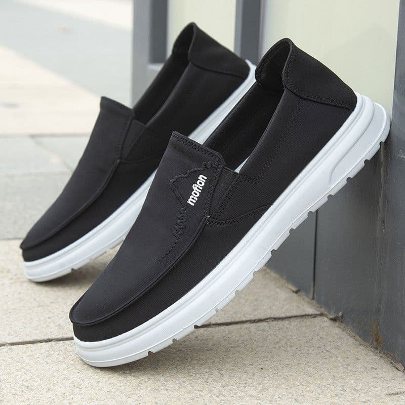 image-Men's Shoes Foreign Trade 48 Size Men's Slip-On Casual Canvas Shoes Lightweight Soft Sole Dad's Shoes Driving Shoes