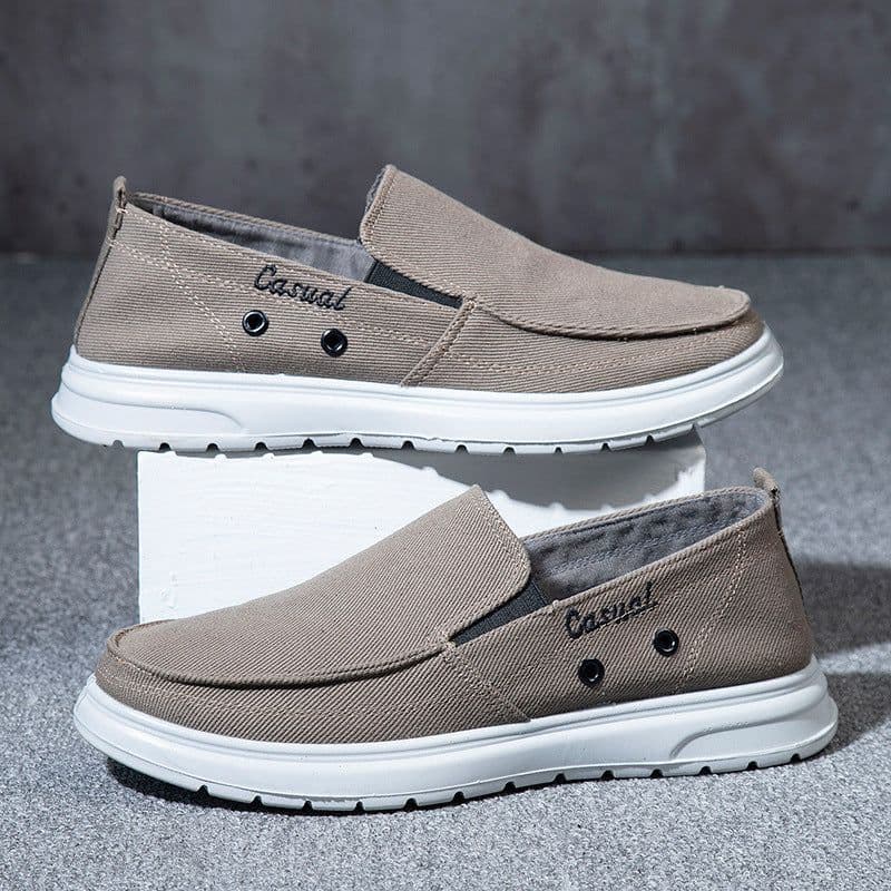 image-Men's Shoes Foreign Trade 48 Size Men's Slip-On Casual Canvas Shoes Lightweight Soft Sole Dad's Shoes Driving Shoes