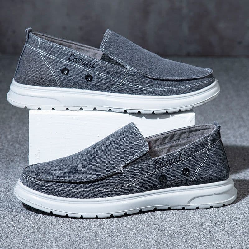 image-Men's Shoes Foreign Trade 48 Size Men's Slip-On Casual Canvas Shoes Lightweight Soft Sole Dad's Shoes Driving Shoes