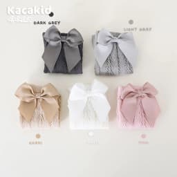 image-Girls socks anti-mosquito socks Spanish style children's middle tube socks bow transfer socks combed cotton baby mesh socks