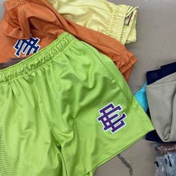 image-men's fitness shorts muscle sports running quarter pants mesh breathable shorts