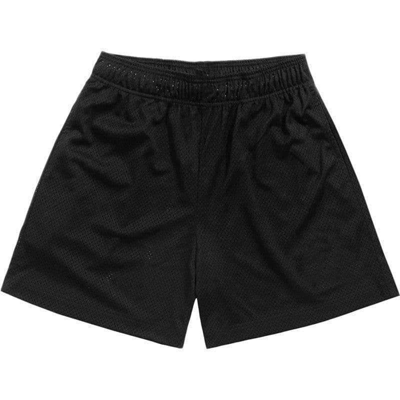 image-men's fitness shorts muscle sports running quarter pants mesh breathable shorts