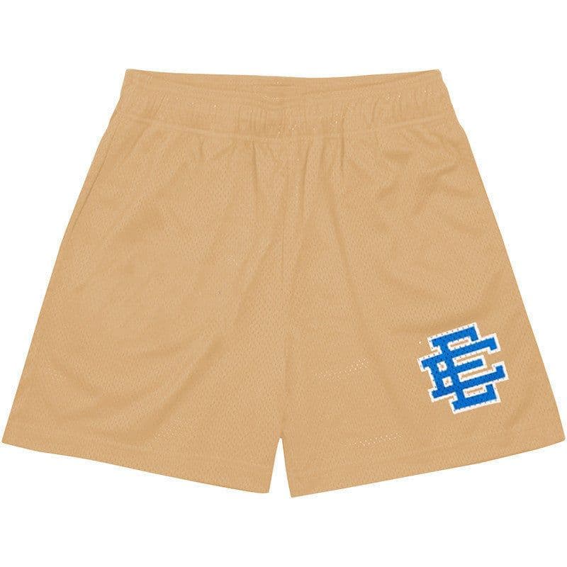 image-men's fitness shorts muscle sports running quarter pants mesh breathable shorts
