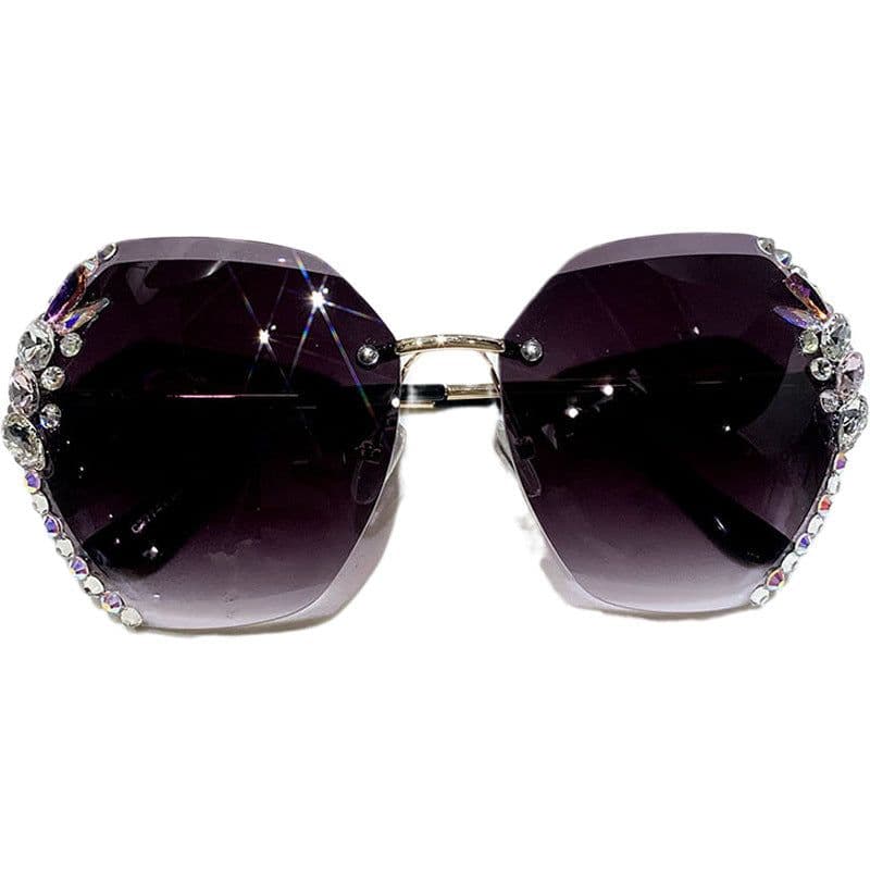 image-2022 new cross-border hot-selling diamond-encrusted women's sunglasses Korean version of the tide anti-ultraviolet sun glasses big face sunscreen summer