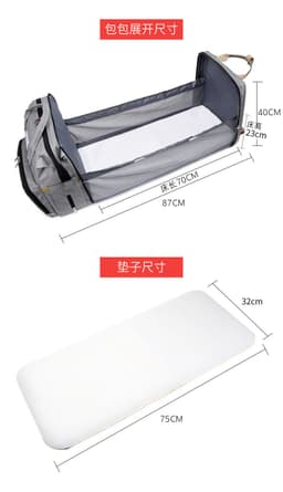 image-New Fashion Mommy Bag Folding Crib Mother and Baby Bag Large Capacity Portable Baby Bottle Diaper Backpack Mommy Bag