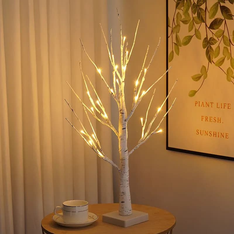 image-Tree Lights LED Christmas Birch Tree Home Decor Lights Indoor Bedroom Room Party Arrangement Landscape Glowing Tree