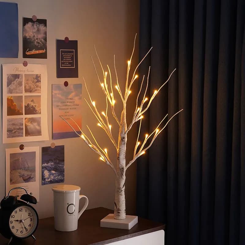 image-Tree Lights LED Christmas Birch Tree Home Decor Lights Indoor Bedroom Room Party Arrangement Landscape Glowing Tree