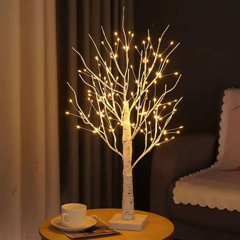 image-Tree Lights LED Christmas Birch Tree Home Decor Lights Indoor Bedroom Room Party Arrangement Landscape Glowing Tree