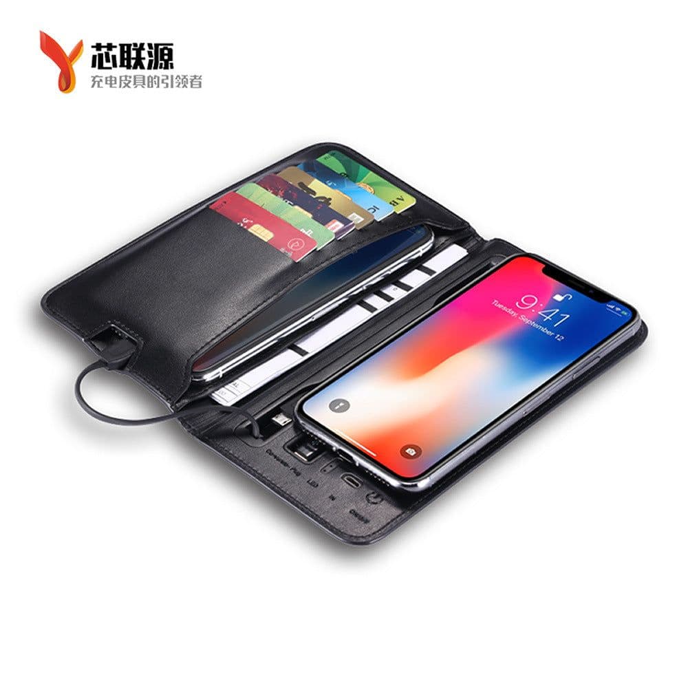 image-Charging wallet with mobile power portable self-contained line charging treasure card bag wallet business gift printed LOGO