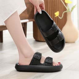 image-Wholesale Fashion Simple Summer Indoor Home Outdoor Wear Lightweight Women's and Men's Solid Color Flip-Flops Anti-slip Couple Slippers