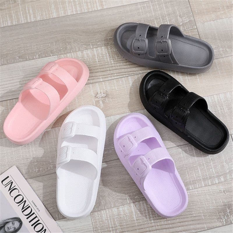 image-Wholesale Fashion Simple Summer Indoor Home Outdoor Wear Lightweight Women's and Men's Solid Color Flip-Flops Anti-slip Couple Slippers