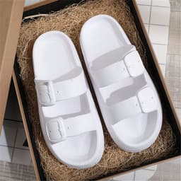 image-Wholesale Fashion Simple Summer Indoor Home Outdoor Wear Lightweight Women's and Men's Solid Color Flip-Flops Anti-slip Couple Slippers