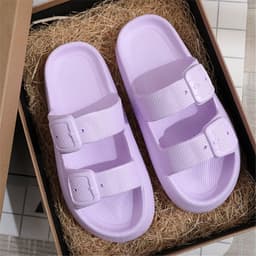 image-Wholesale Fashion Simple Summer Indoor Home Outdoor Wear Lightweight Women's and Men's Solid Color Flip-Flops Anti-slip Couple Slippers