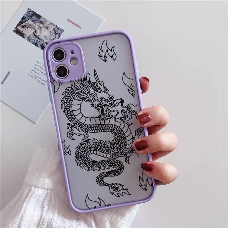 image-Foreign trade cross-border iPhone13 Apple 12 frosted mobile phone case 11ProMax suitable for 7/8plus line dragon XS