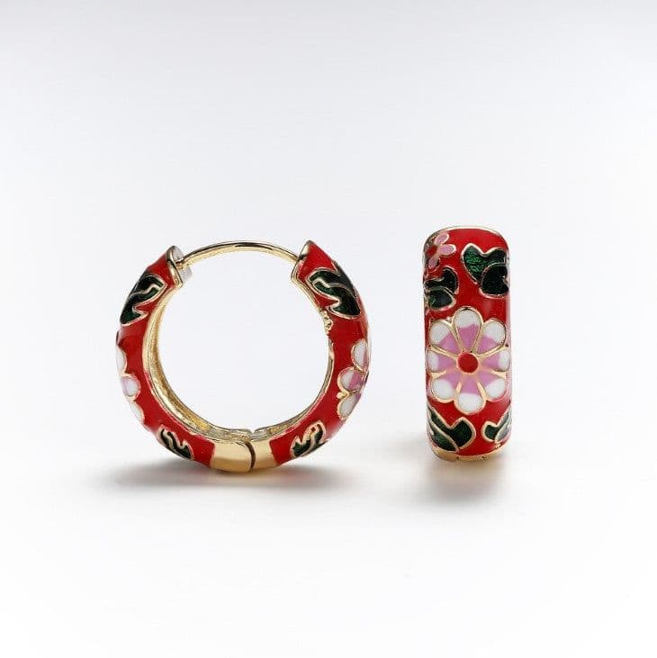 image-Exquisite retro fashion hipster hoop ear buckle micro-set color zircon earrings fashion all-match design earrings women